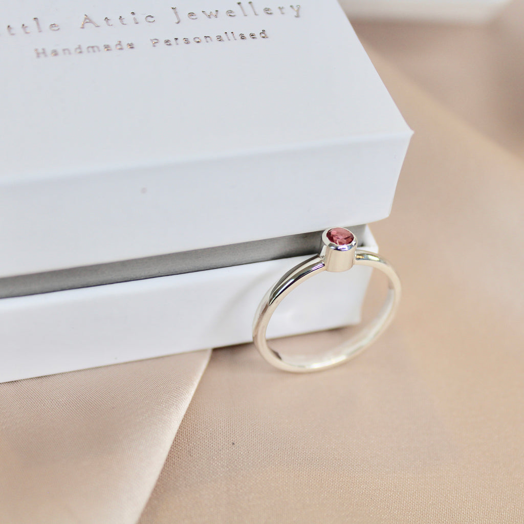 Sterling Silver Personalised Birthstone Ring