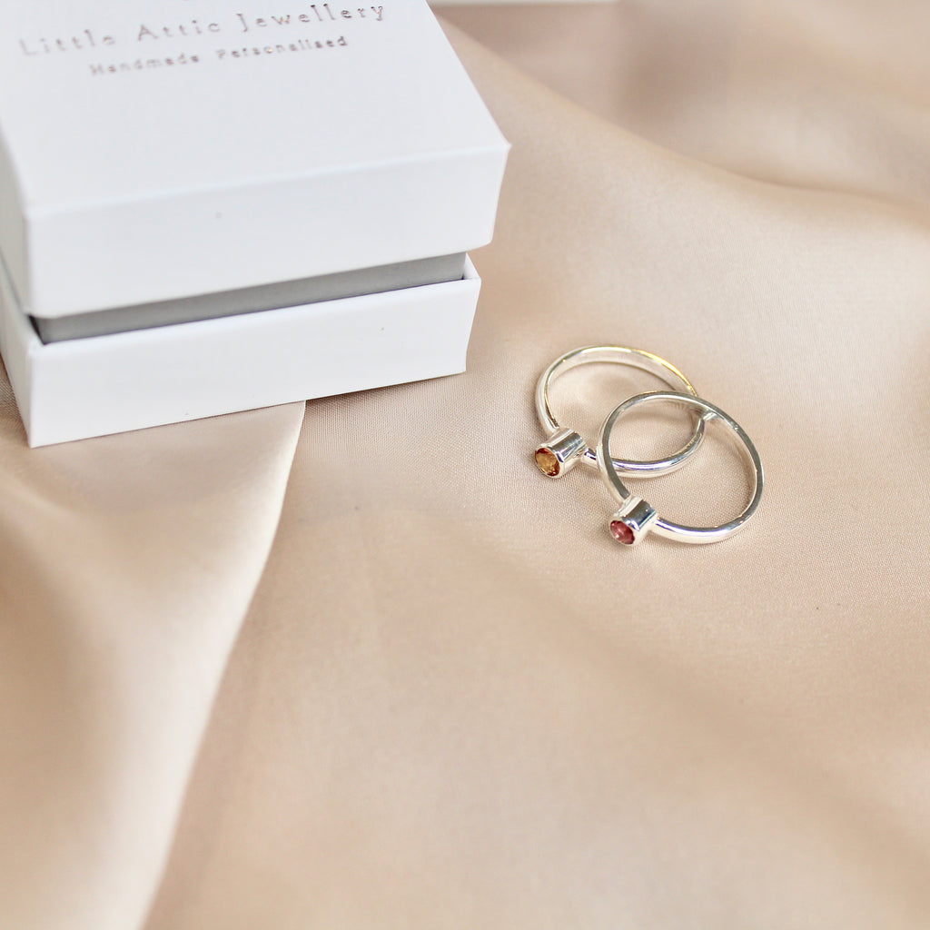Sterling Silver Personalised Birthstone Ring
