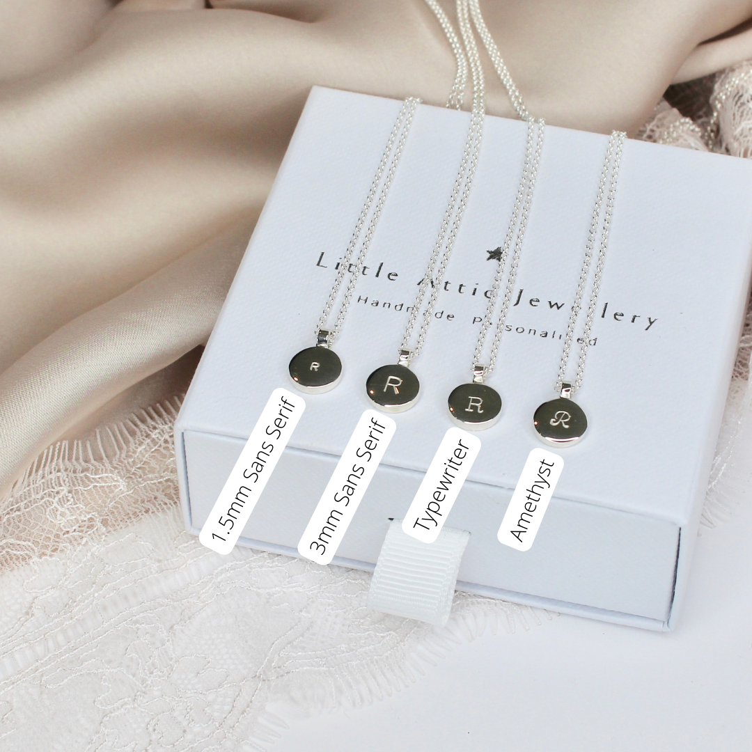 Initial Disc Necklace Sterling Silver
