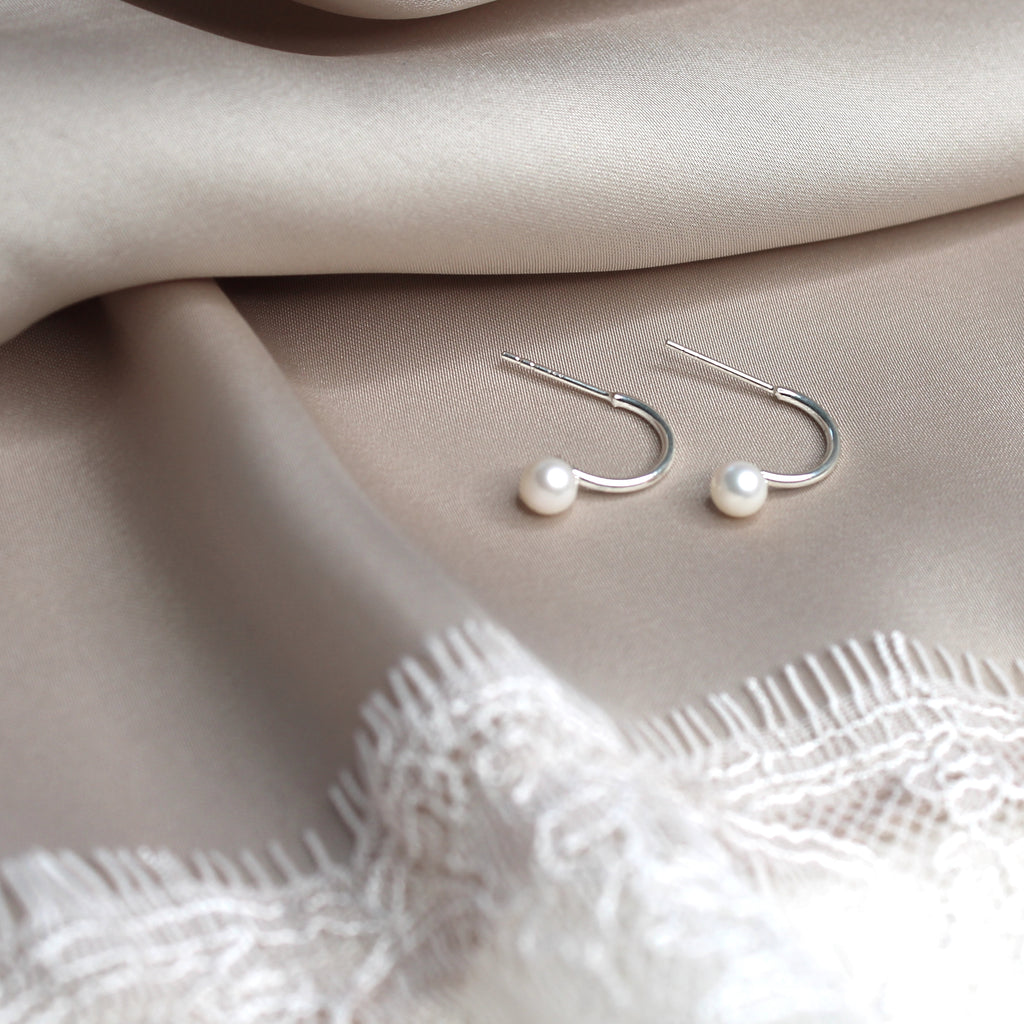Pearl Half Hoop Earrings