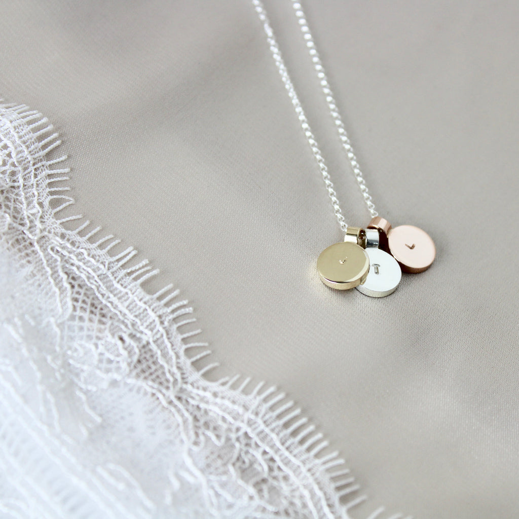 Round Initial Necklace Trio