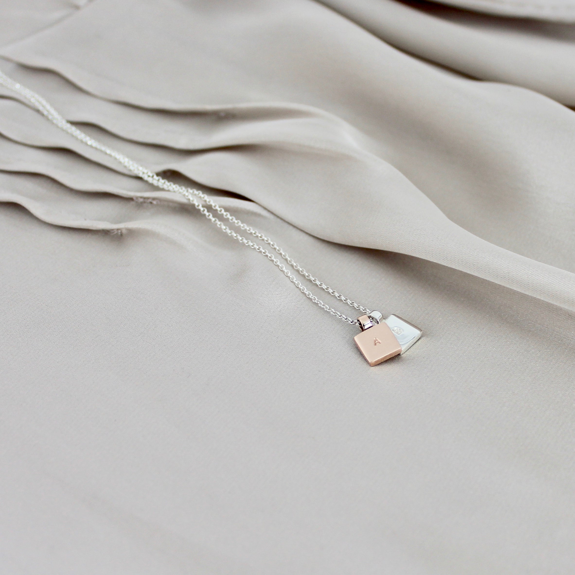 Square Initial Necklace Duo