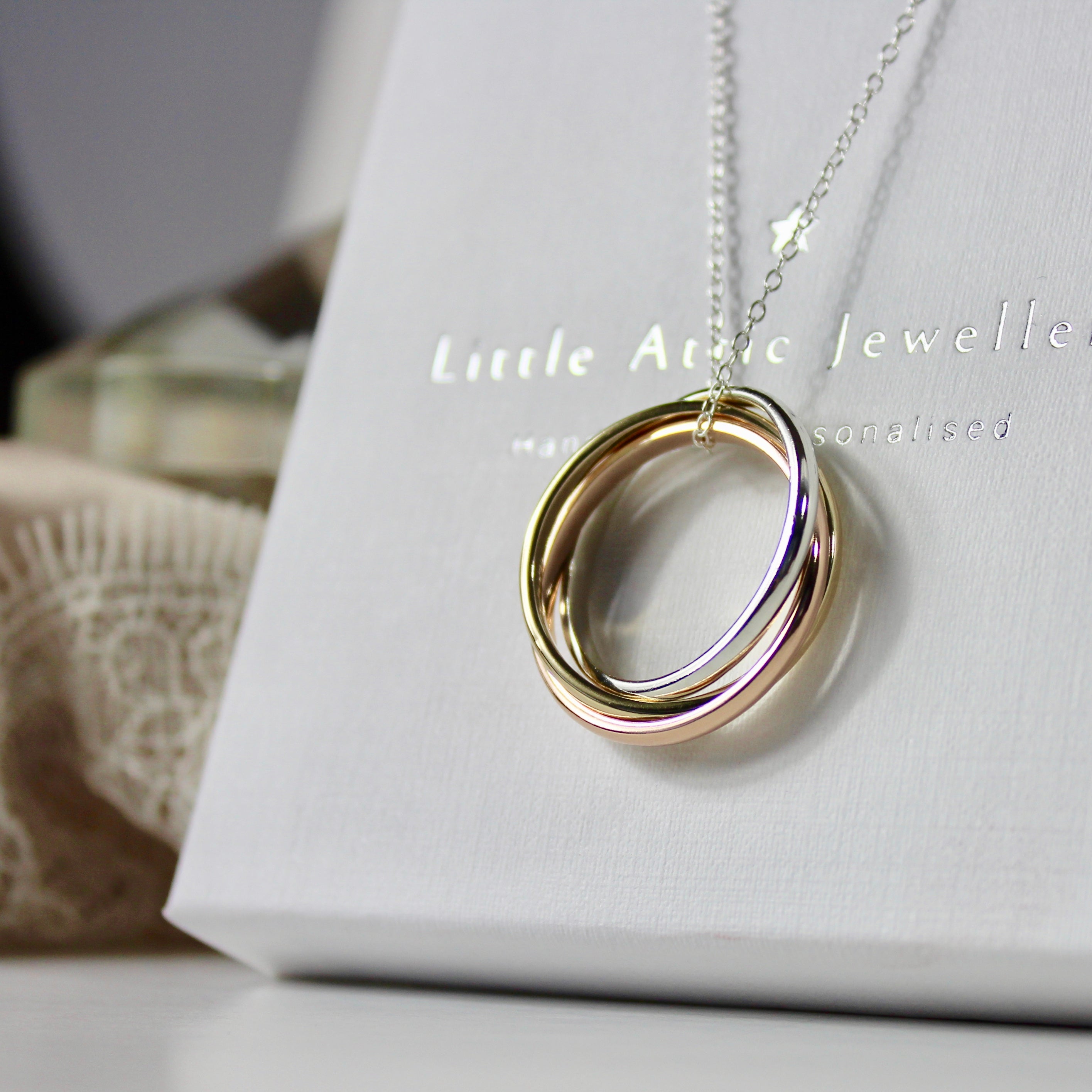 Russian Wedding Ring Necklace Mixed Metal Trio