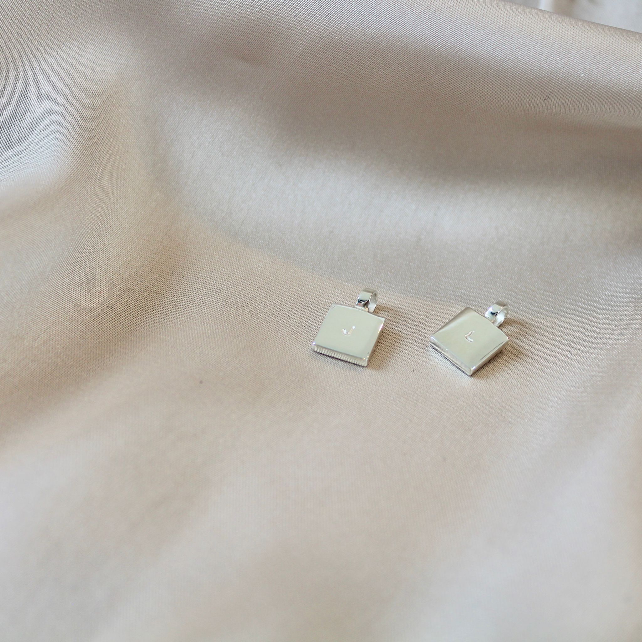 Square Initial Discs (Disc only) Sterling Silver