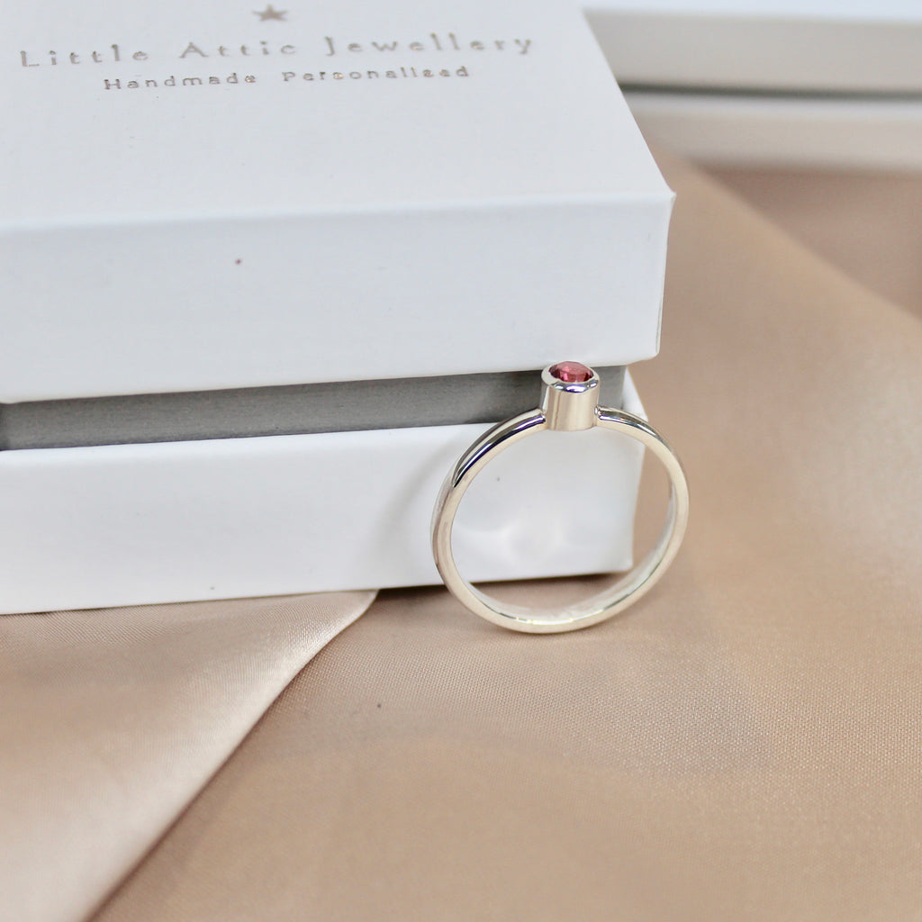 Sterling Silver Personalised Birthstone Ring