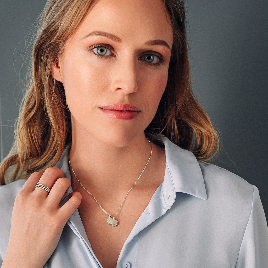 Initial Disc Necklace Sterling Silver