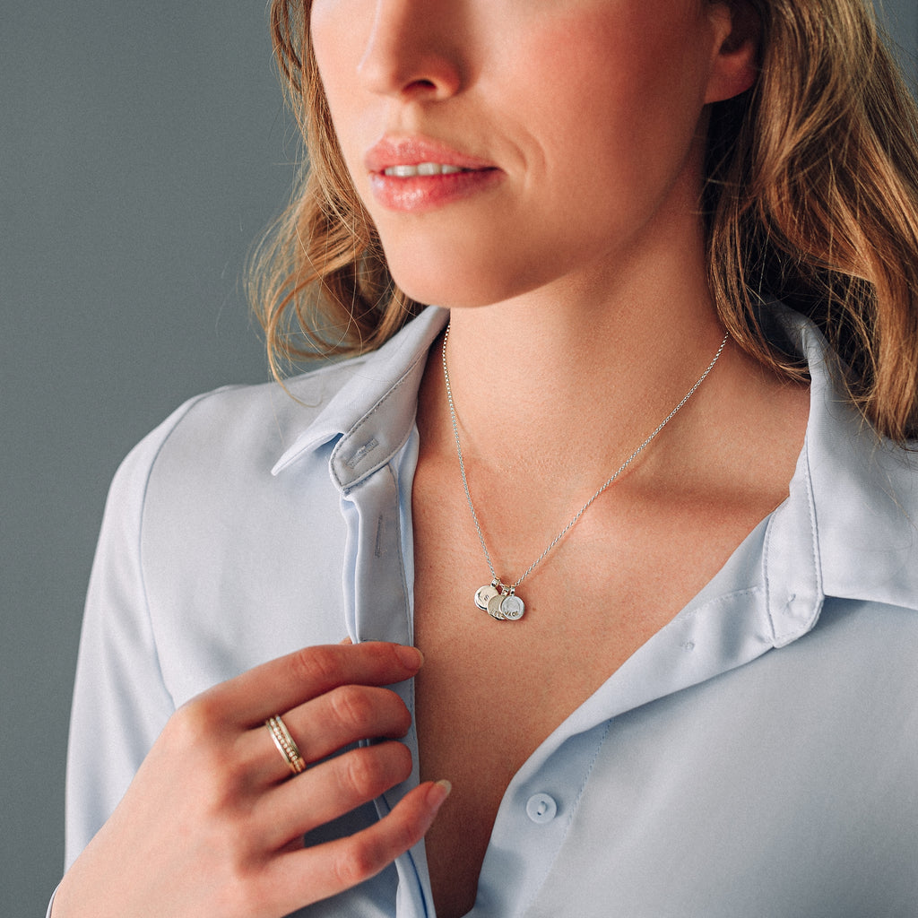 Initial Disc Necklace Sterling Silver