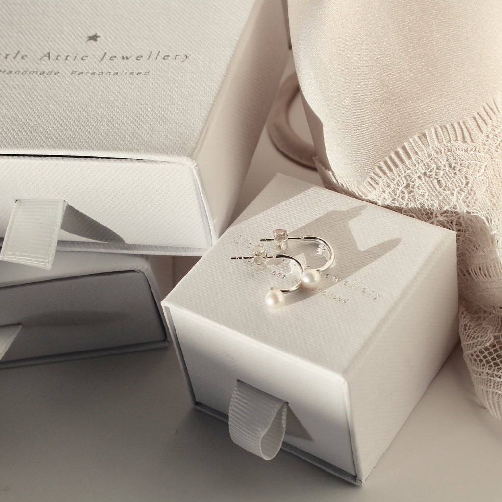 Pearl Half Hoop Earrings