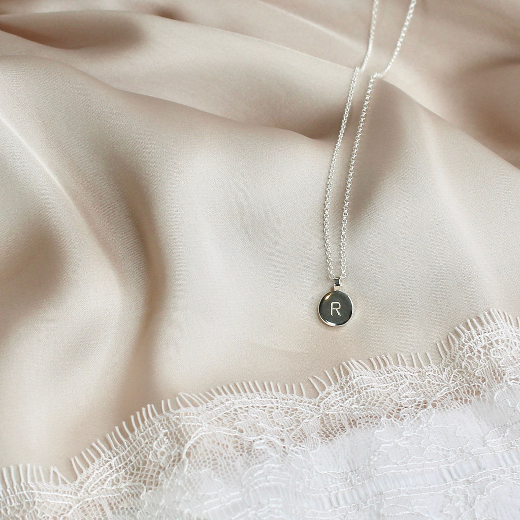 Initial Disc Necklace Sterling Silver