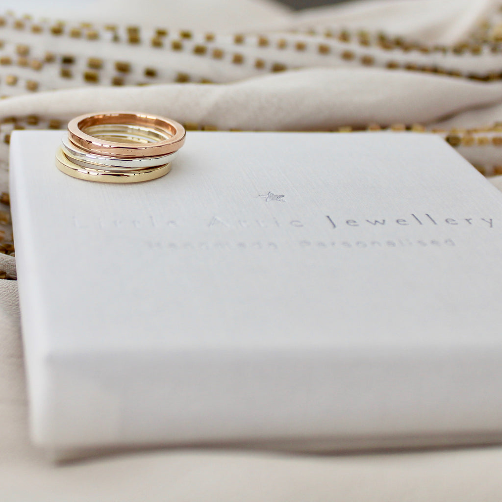 Classic Stacking Trio in Sterling Silver & 9ct Gold