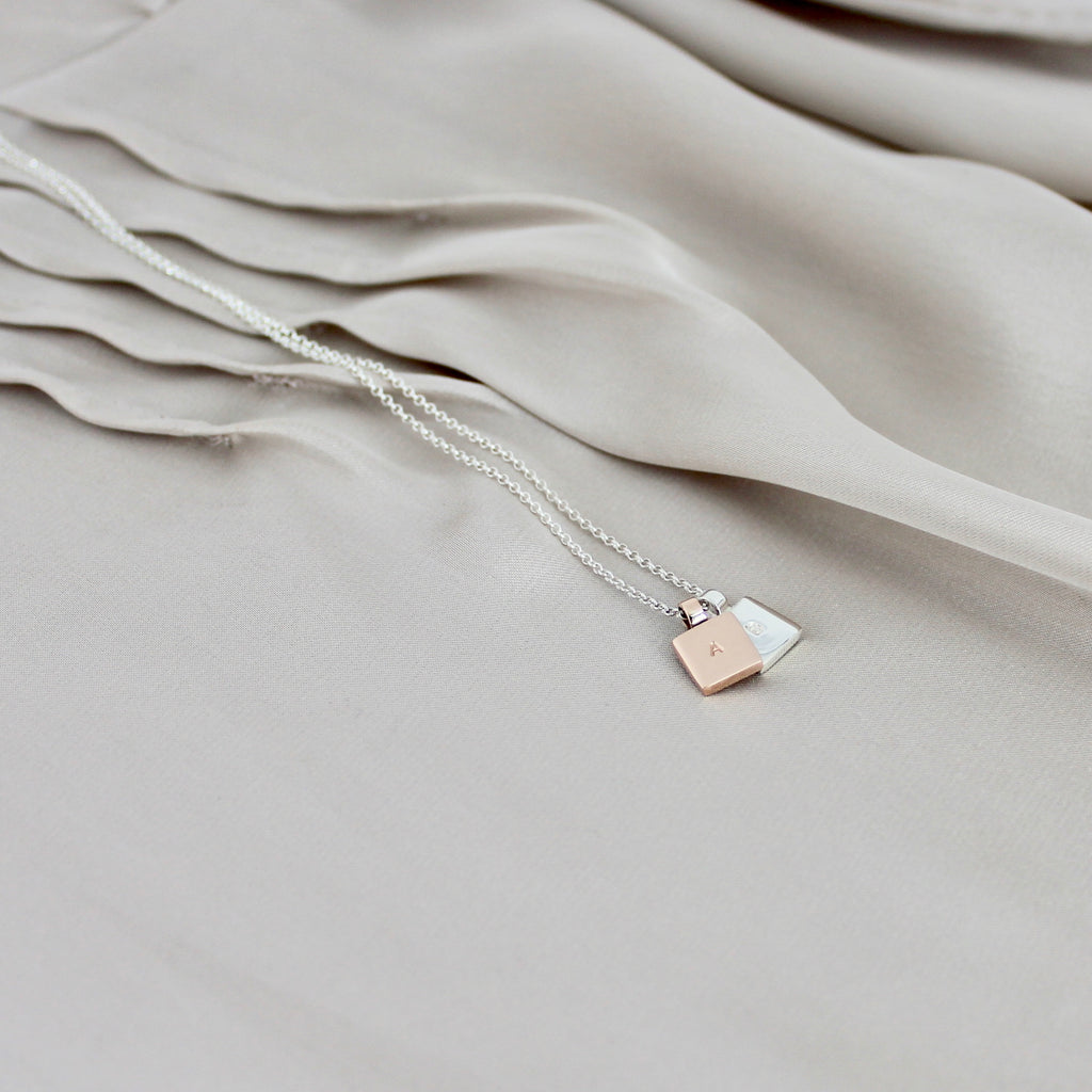 Square Initial Necklace Duo