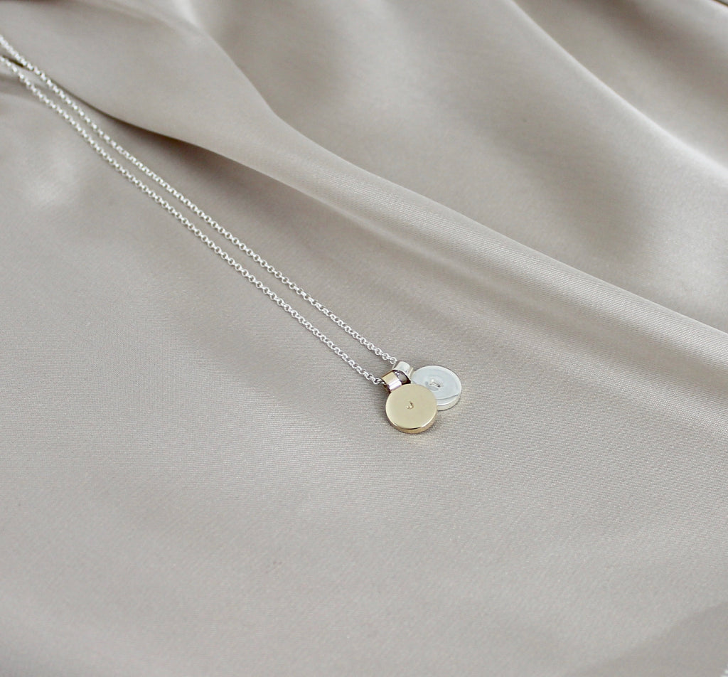 Initial Disc Necklace Duo Sterling Silver & 9ct Gold