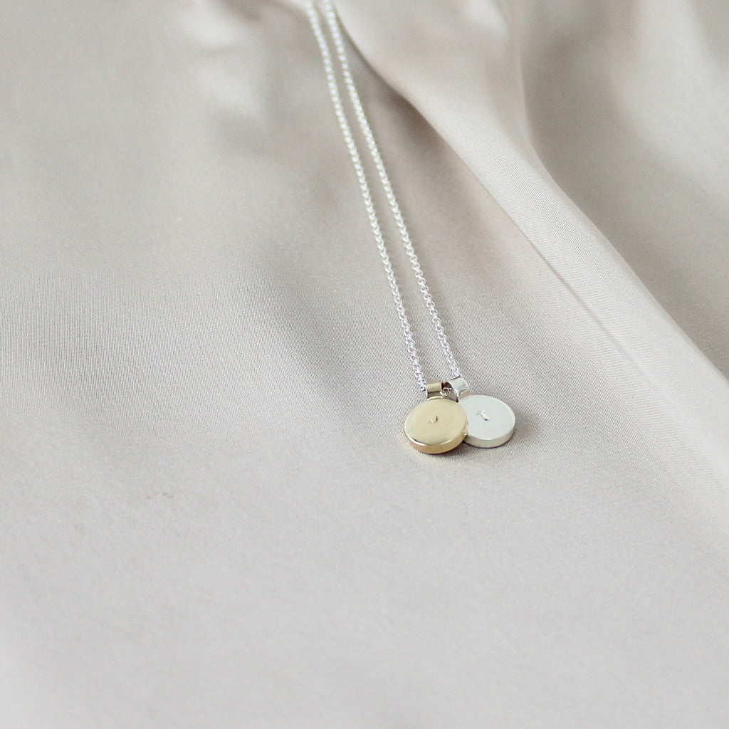 Silver and Gold Round Initial Necklace