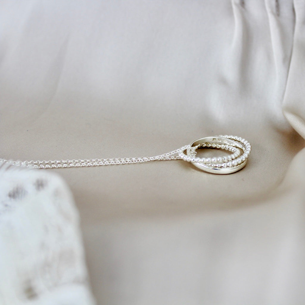 Russian Wedding Ring Pendant Beaded