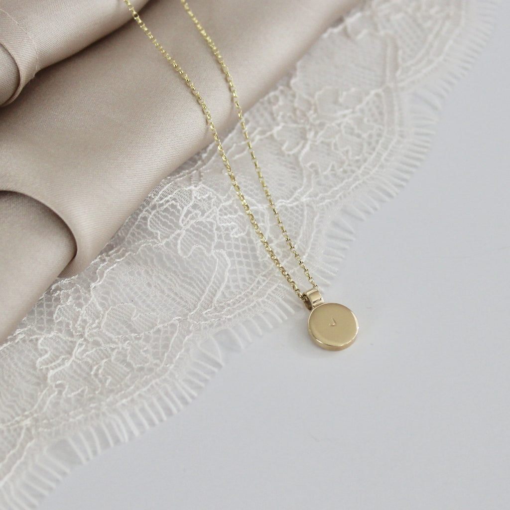 Gold Initial Disc Necklace