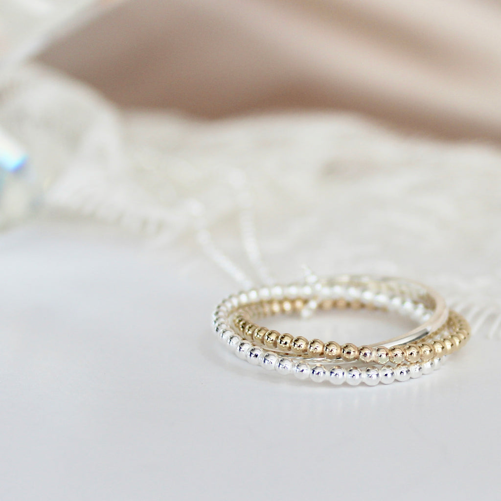 Russian Wedding Ring Pendant Beaded