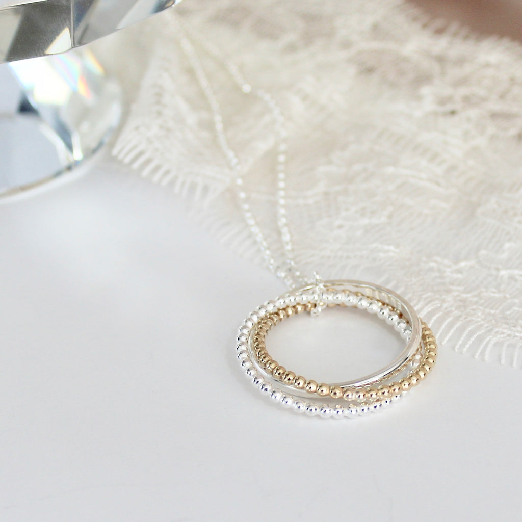 Russian Wedding Ring Pendant Beaded