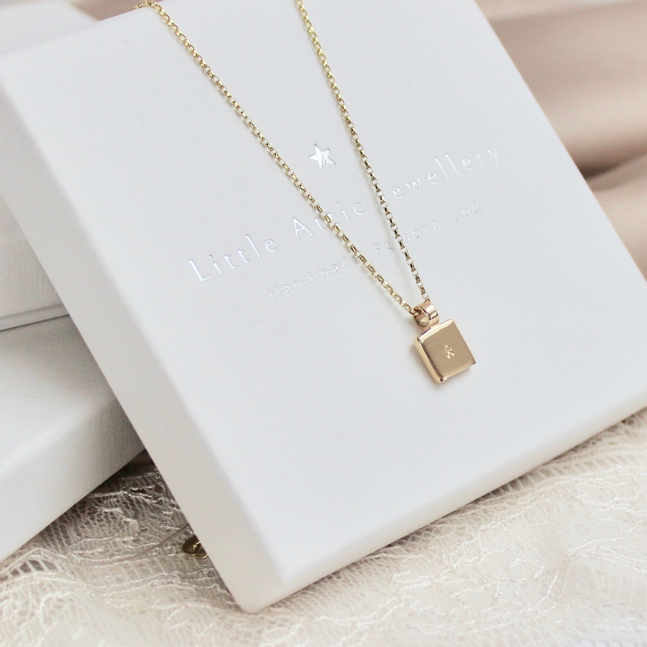 Square Initial Necklace